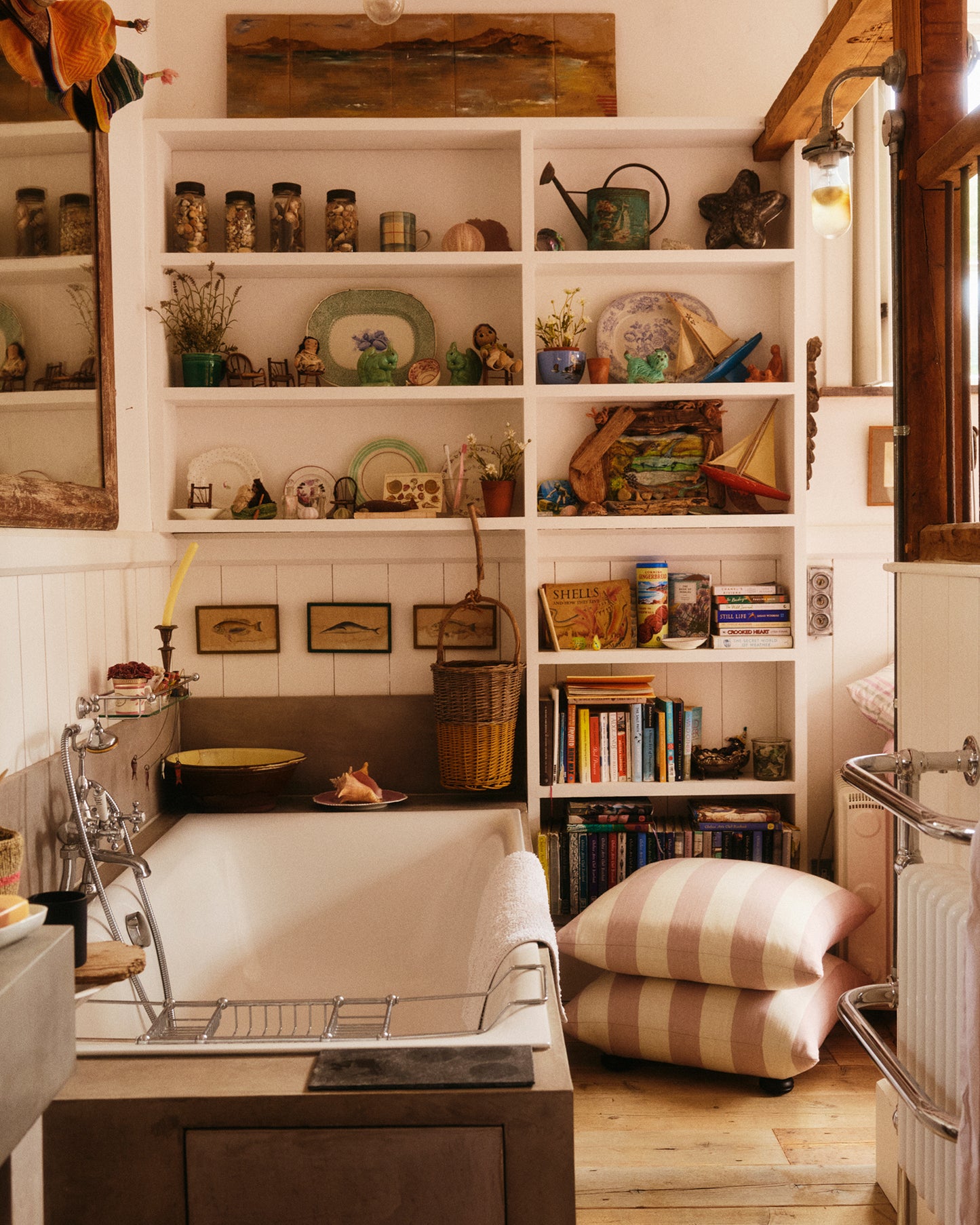 Outdoor Studio Stool: Wild Studio Stripe Dawn Pink