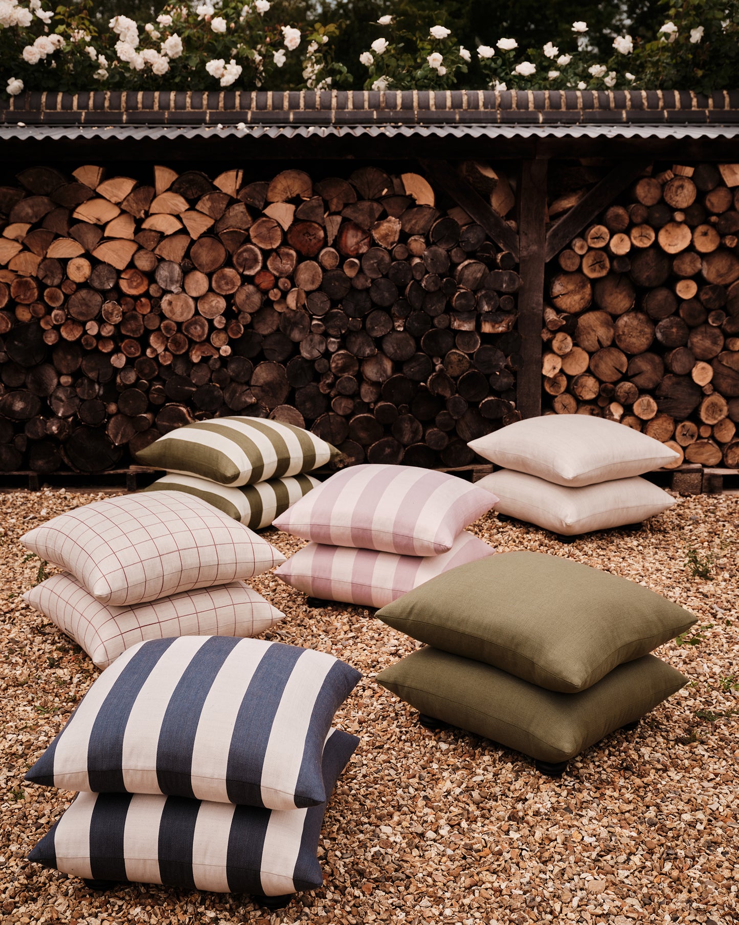 Outdoor Studio Stool: Wild Studio Stripe Deep Blue