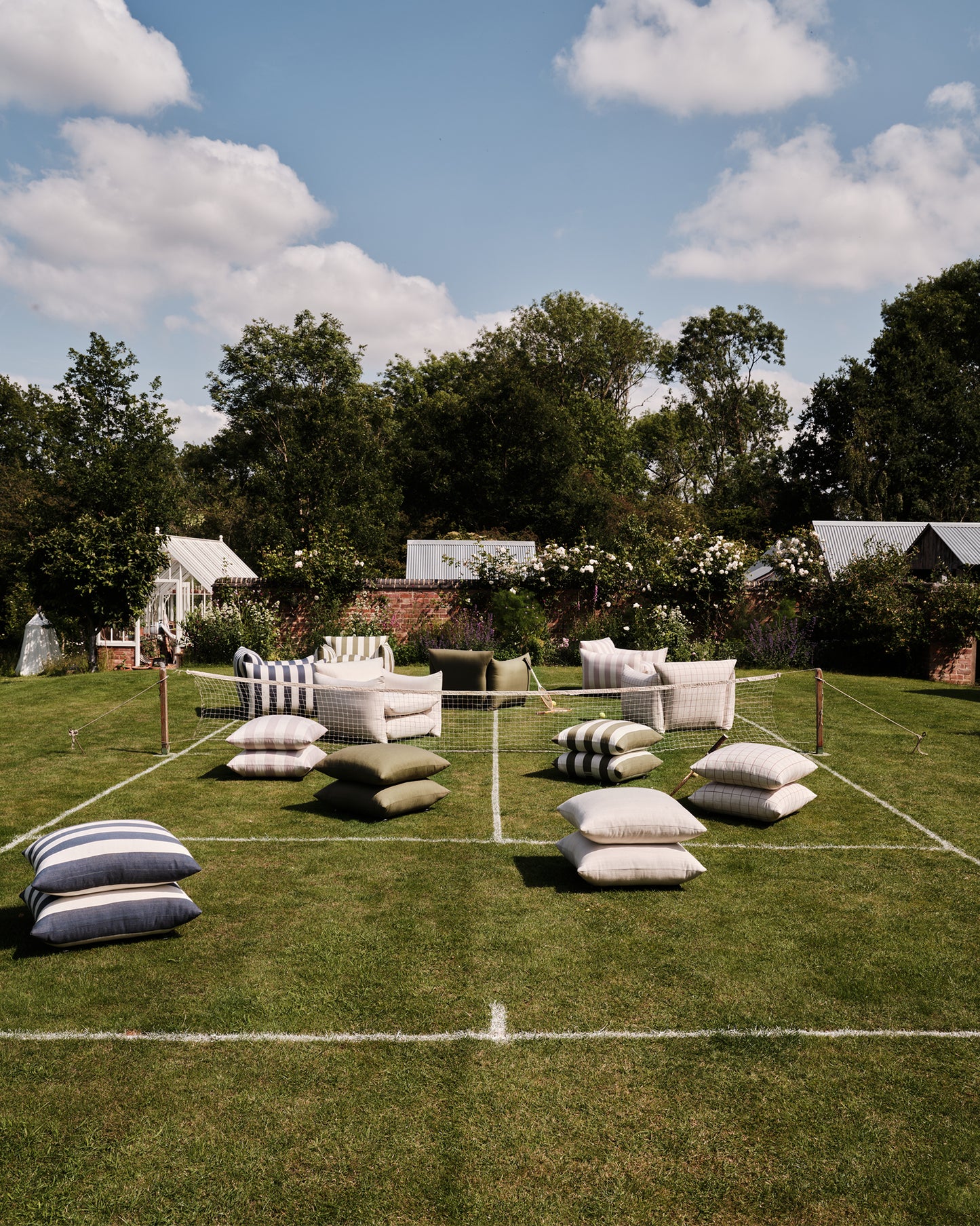 Outdoor Studio Stool: Wild Studio Stripe Deep Blue