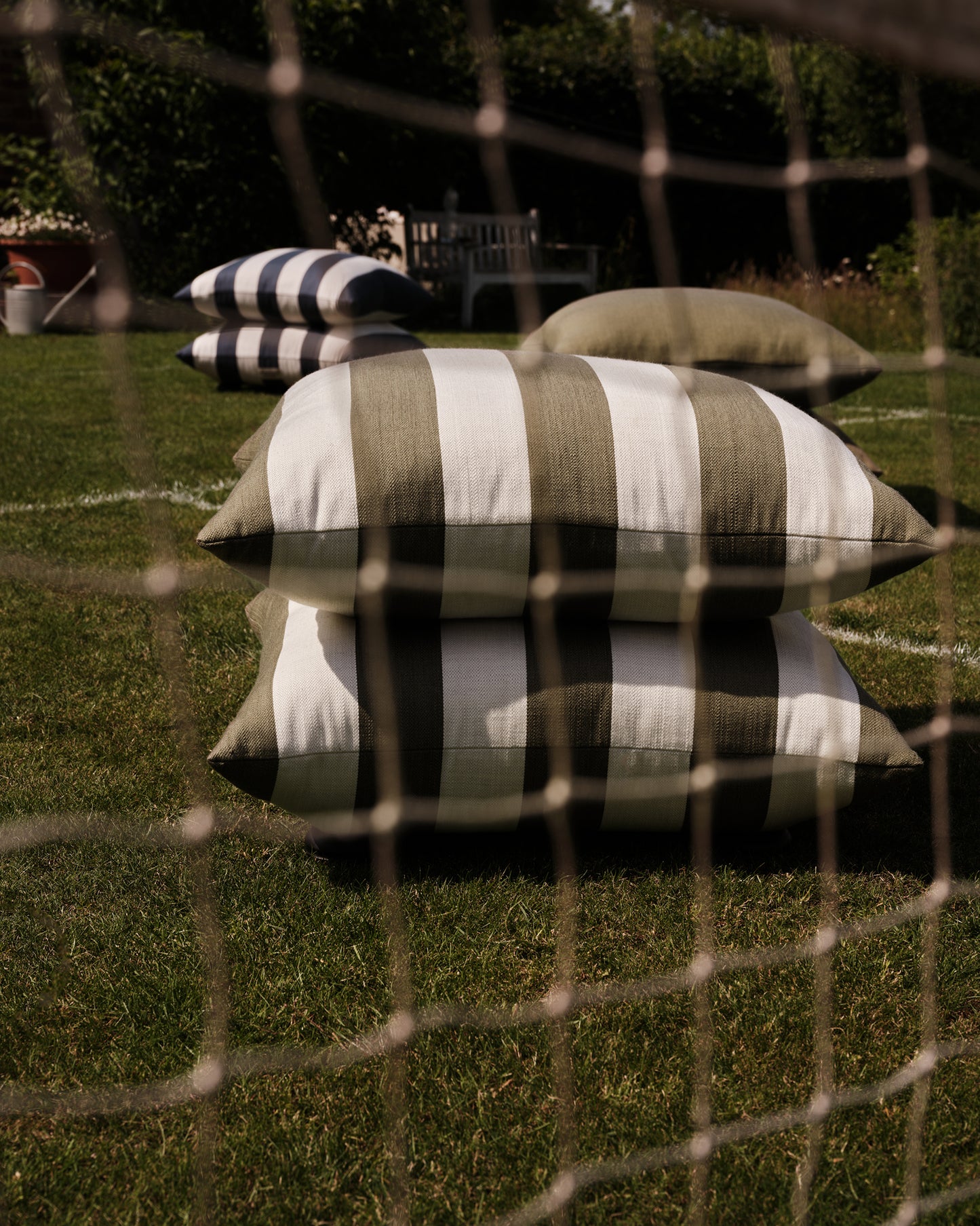 Outdoor Studio Stool: Wild Studio Stripe Khaki