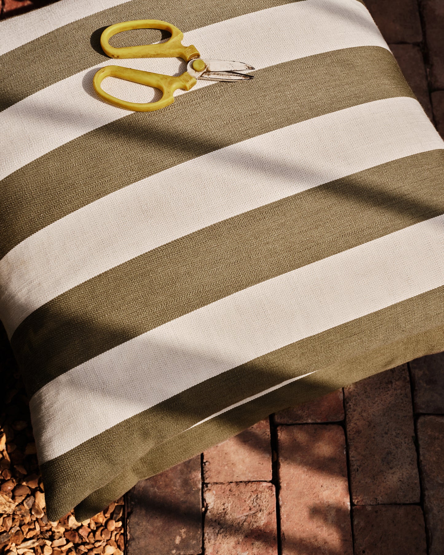 Outdoor Studio Stool: Wild Studio Stripe Khaki