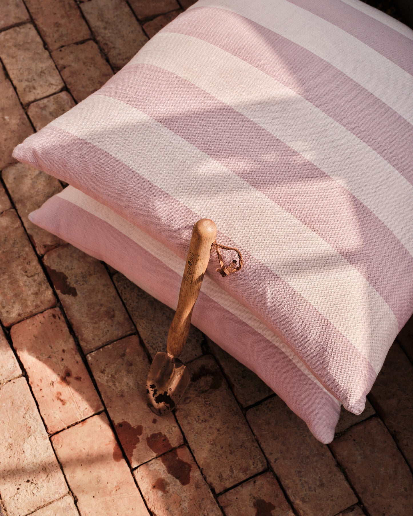Outdoor Studio Stool: Wild Studio Stripe Dawn Pink