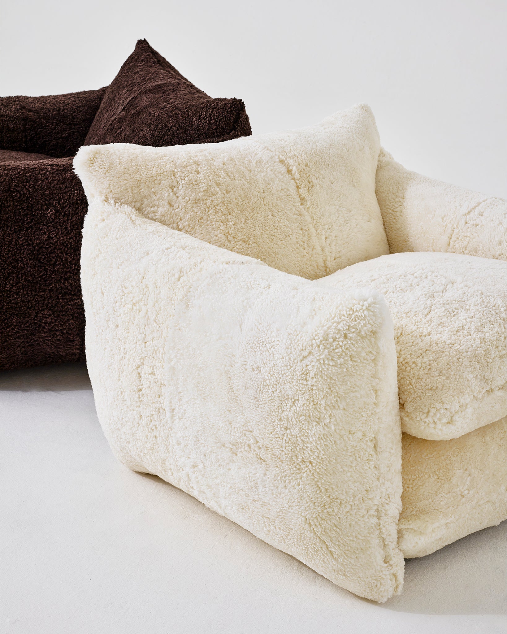 The Studio Chair in 'Cloud' and 'Bear' Shearling