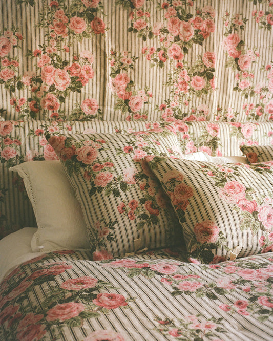 Cushion in Ticking Rose™