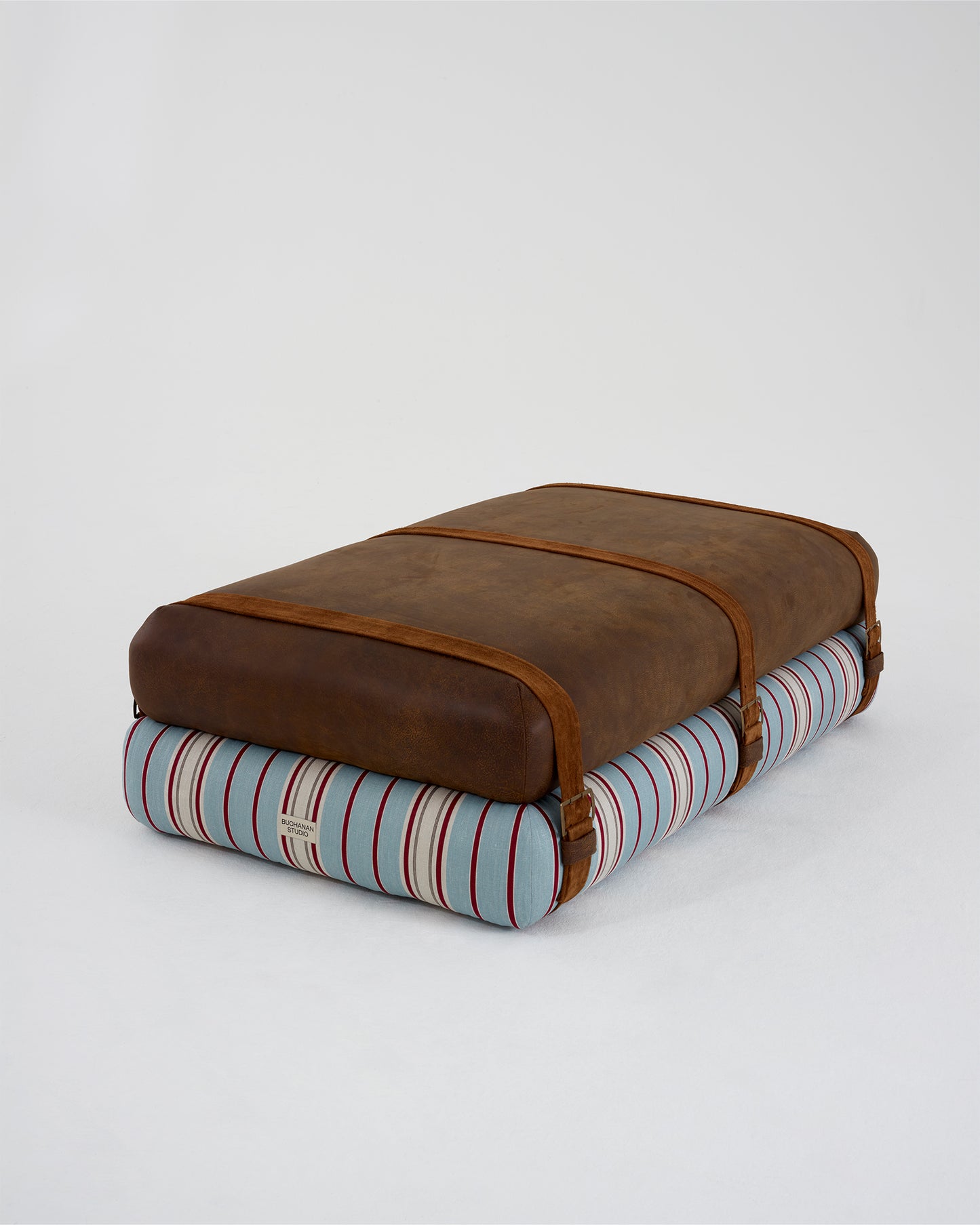 Studio Ottoman in Stripe Two Antibes, with straps