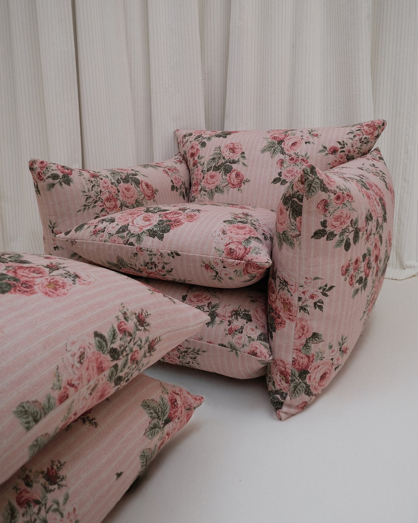 Studio Stool in REVERSE Ticking Rose