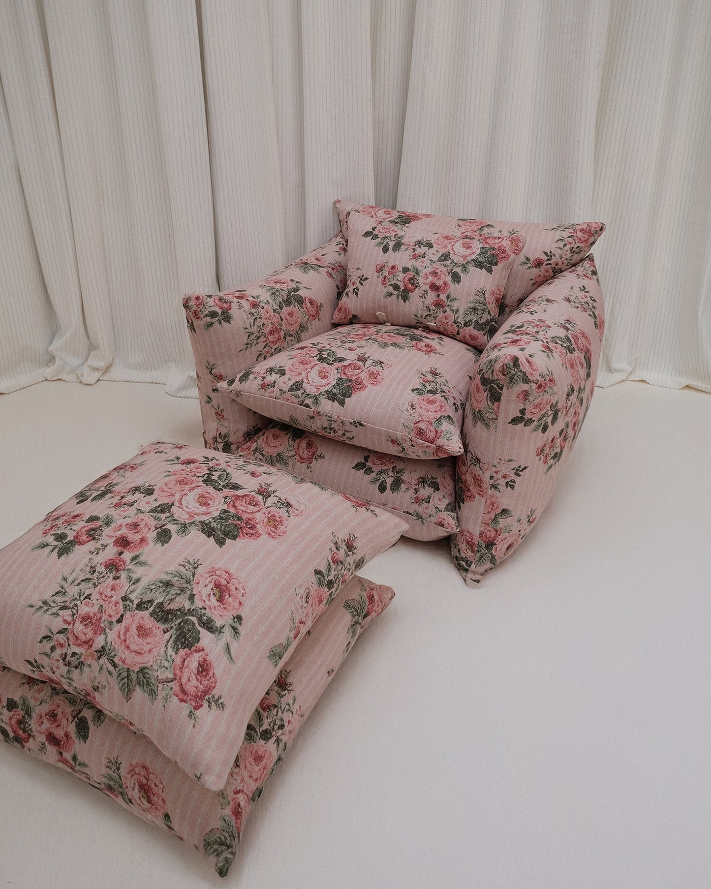 Studio Stool in REVERSE Ticking Rose