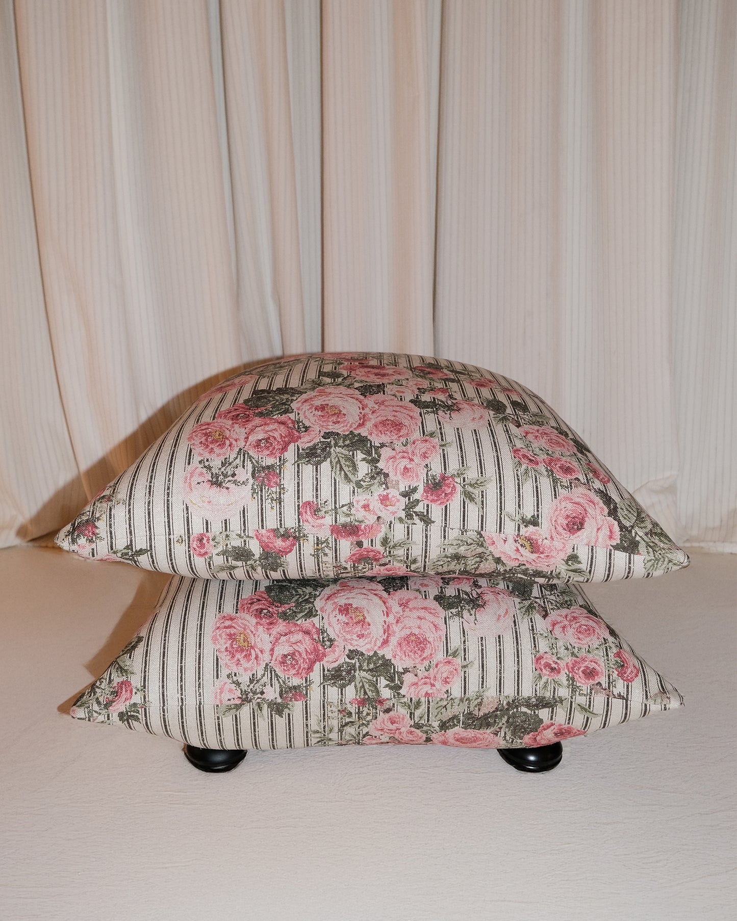 Studio Stool in Ticking Rose