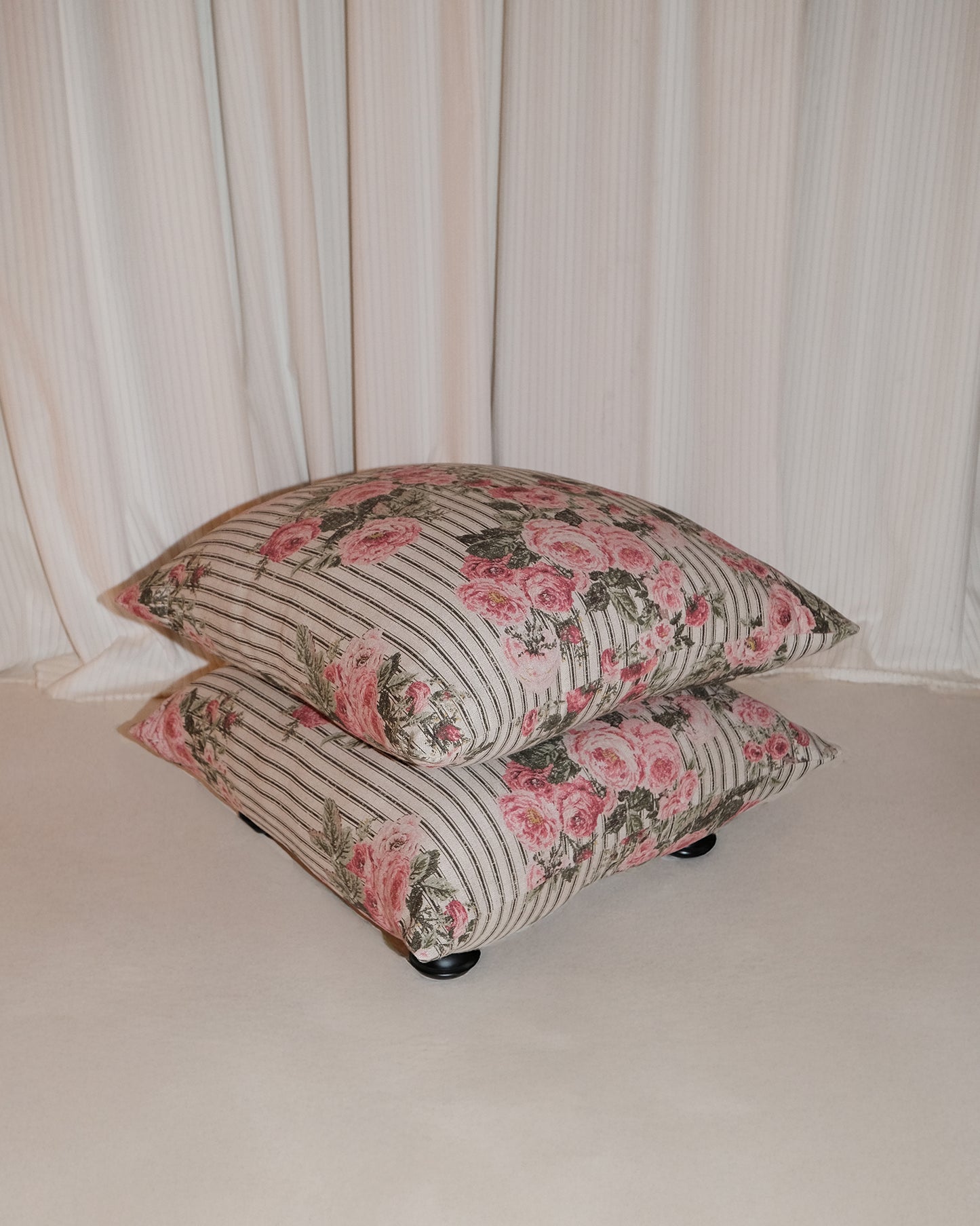 Studio Stool in Ticking Rose