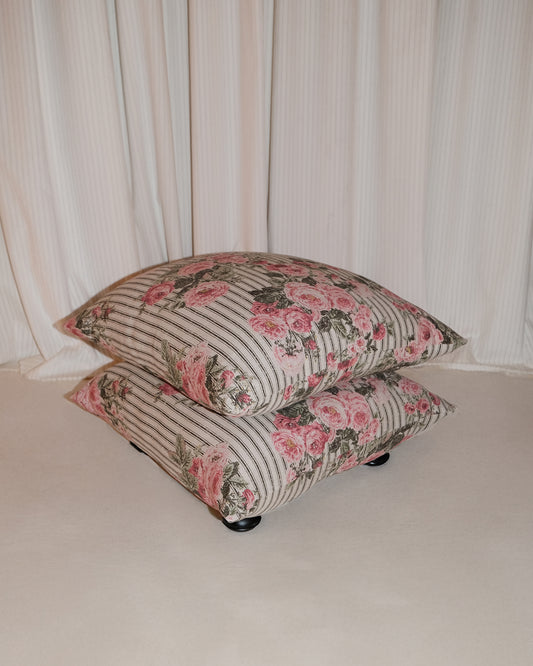 Studio Stool in Ticking Rose