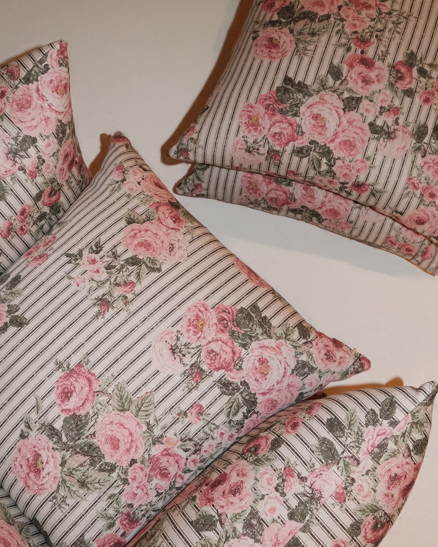 Studio Stool in Ticking Rose