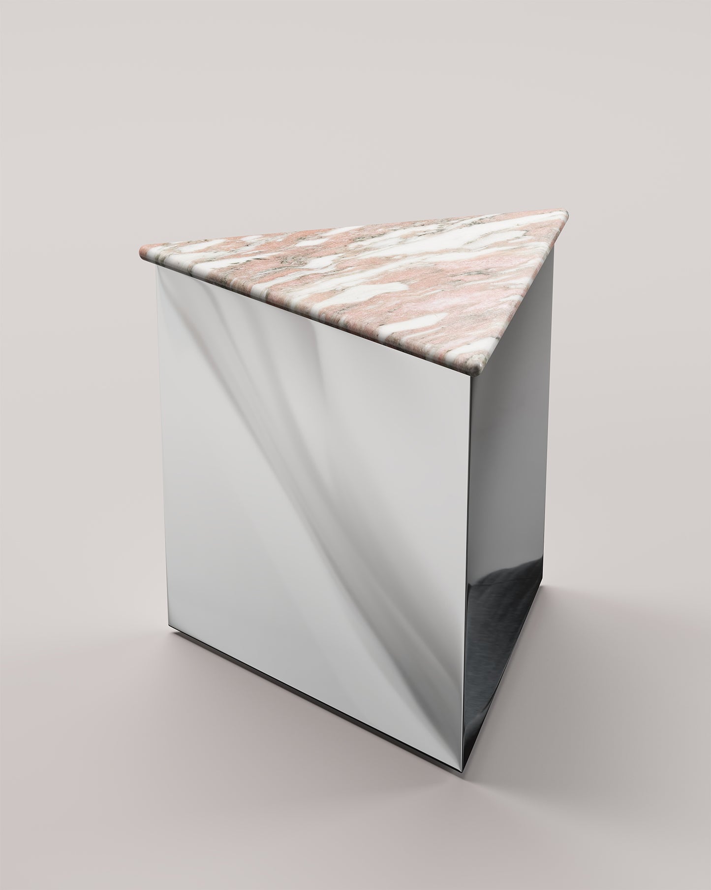 Large Prism Table with Norweigan Rose marble top