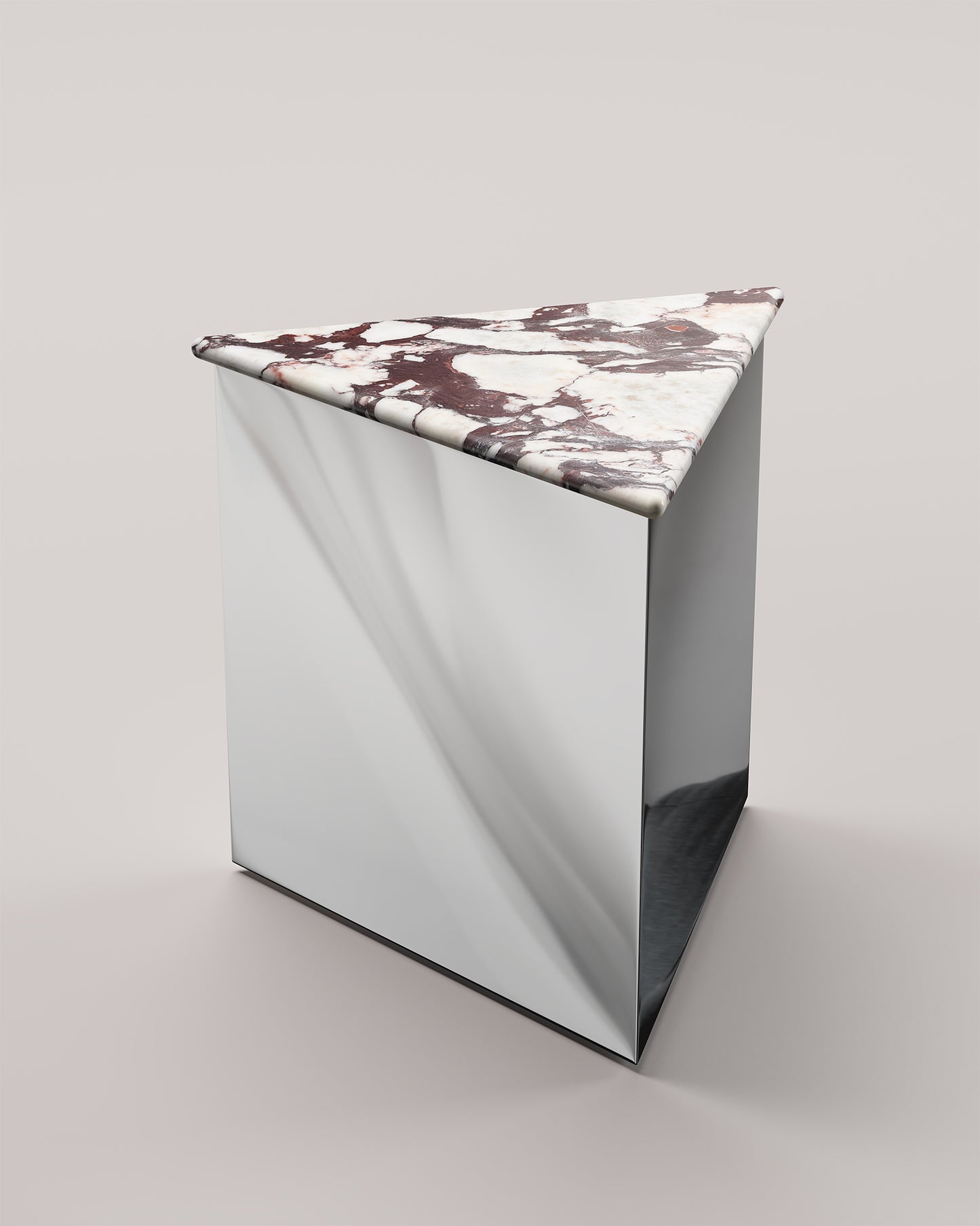 Large Prism Table with Calcutta Viola marble top