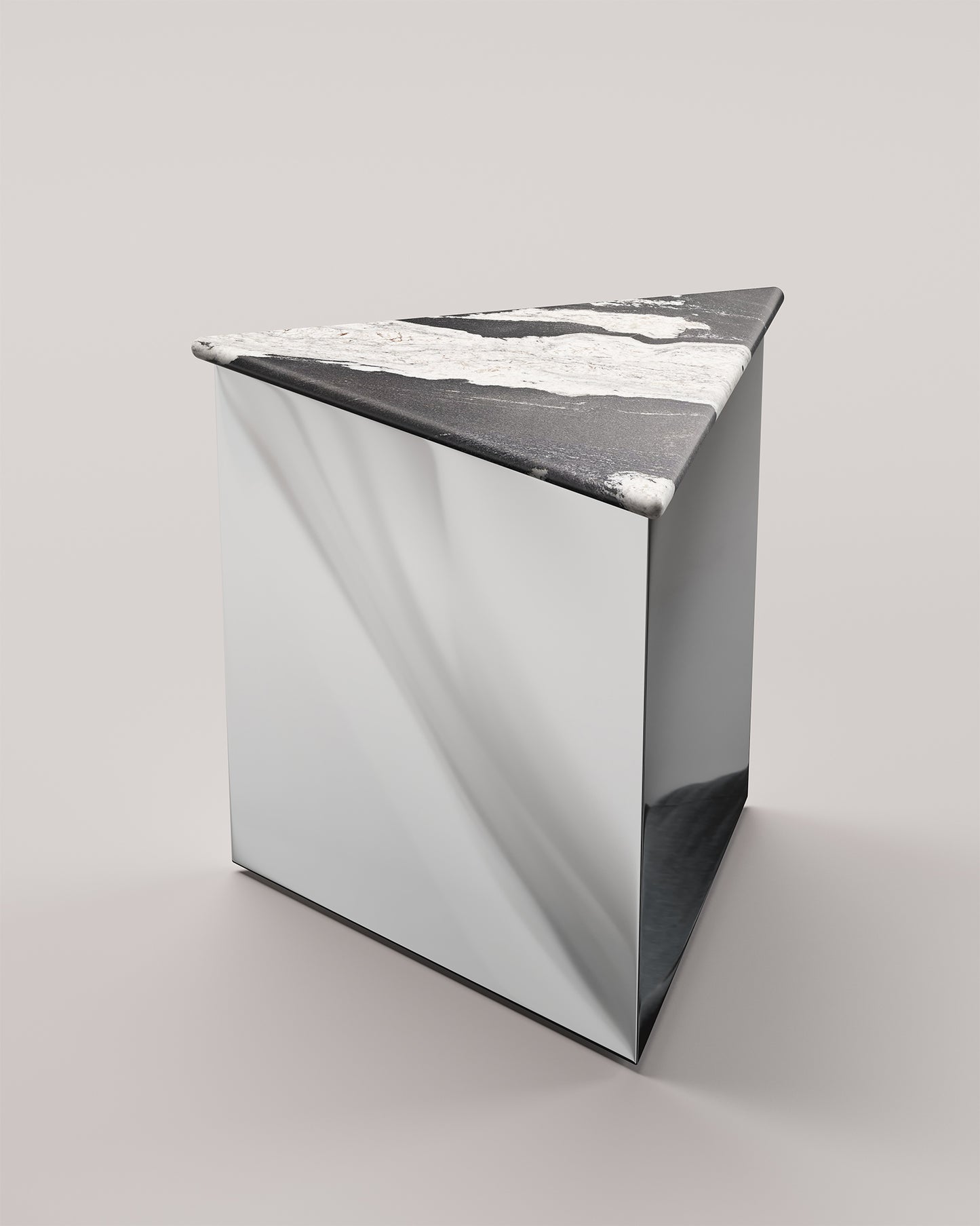 Large Prism Table with Black Horse marble top