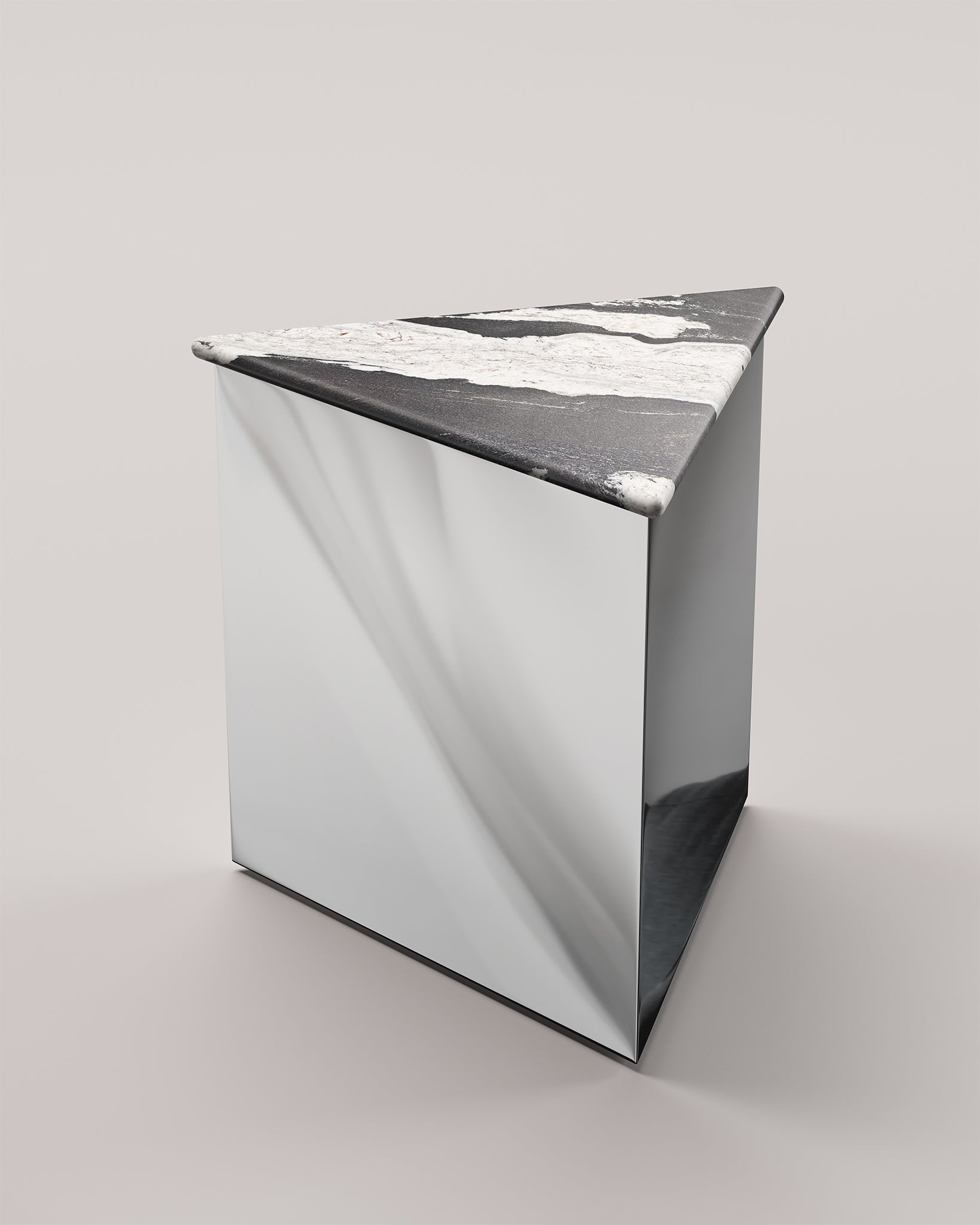 Large Prism Table with Black Horse marble top