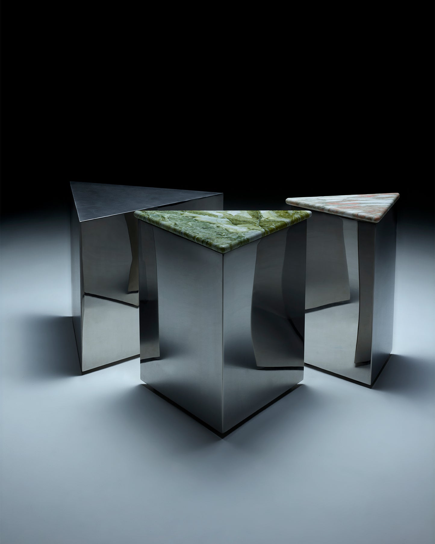 Large and Small Prism Tables with and without marble tops