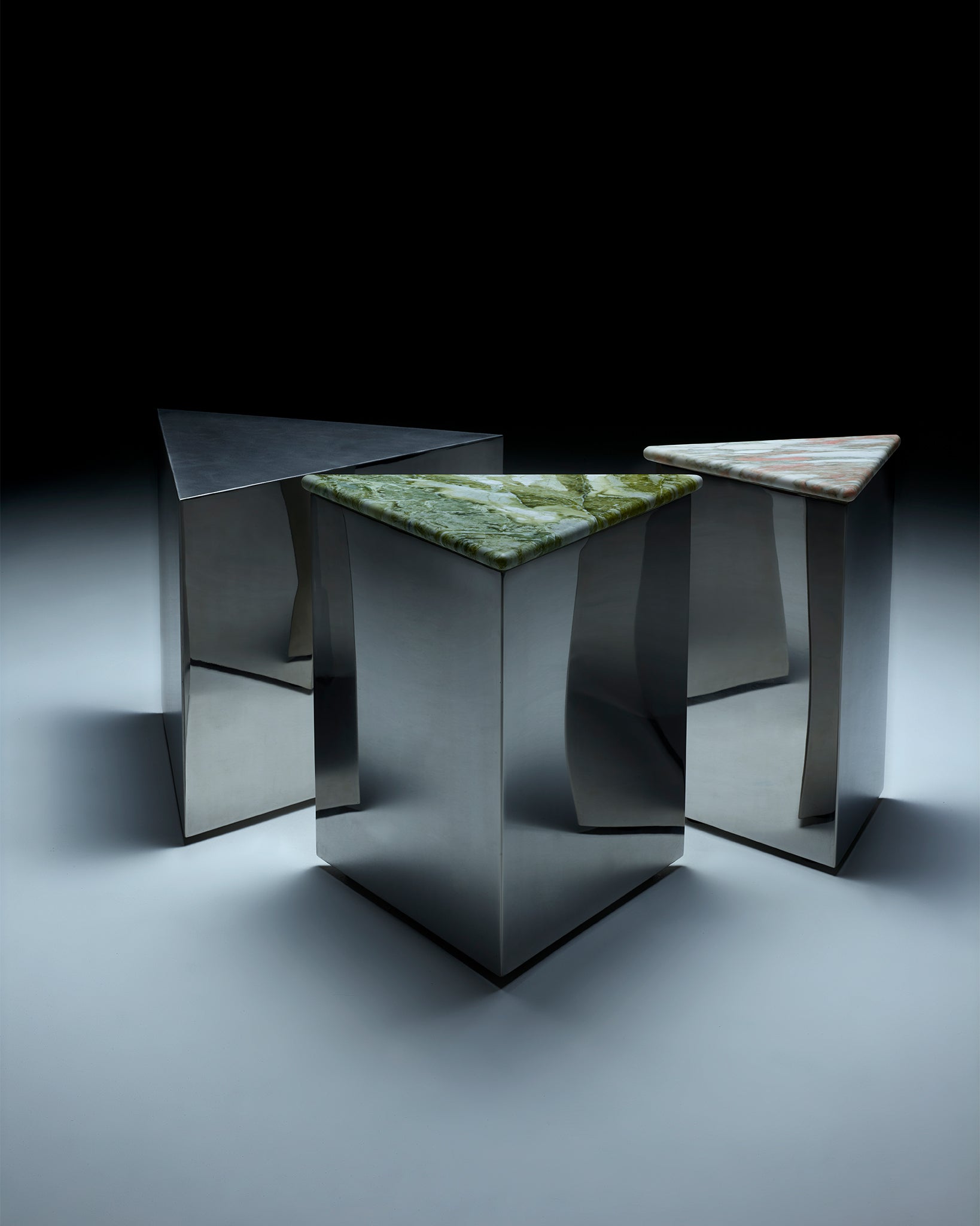 Large and Small Prism Tables with and without marble tops