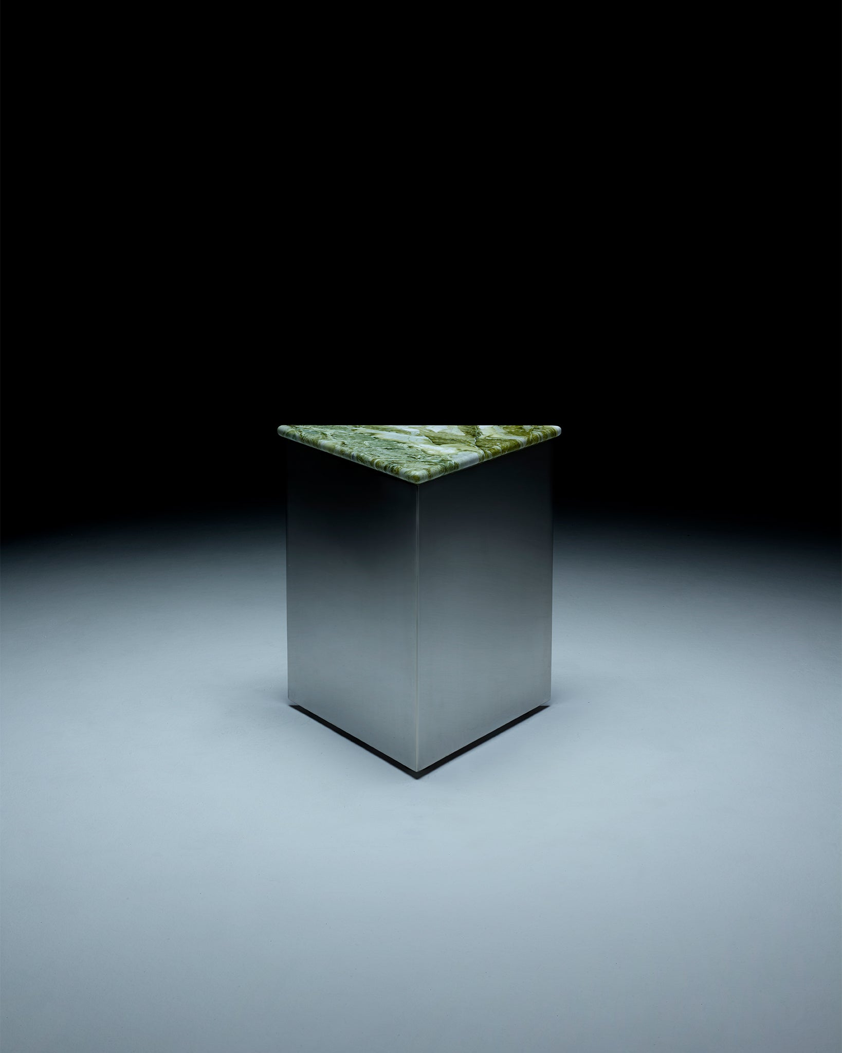 Prism Table with bespoke Valla Verde marble top 