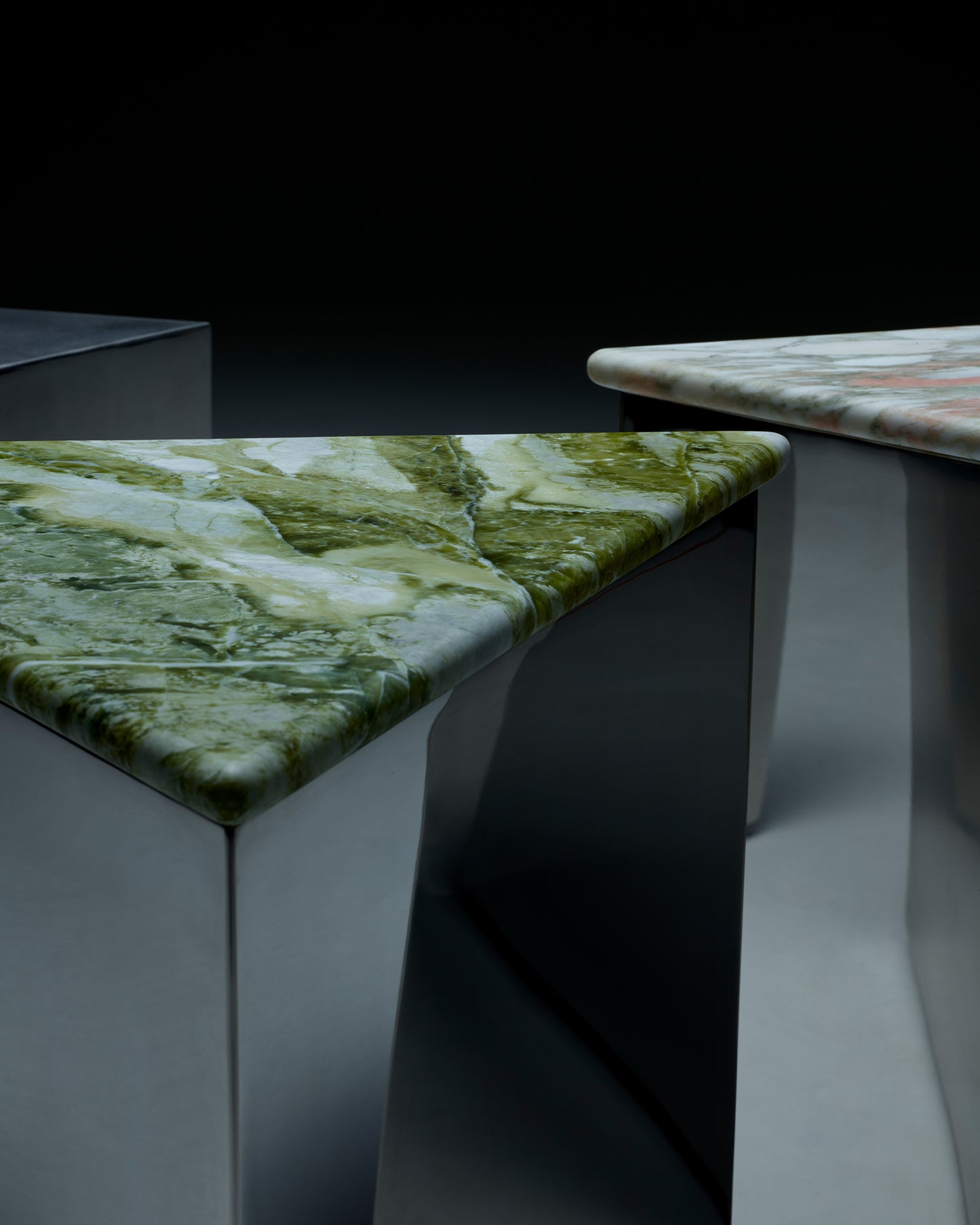 Large Prism Table with bespoke marble top 