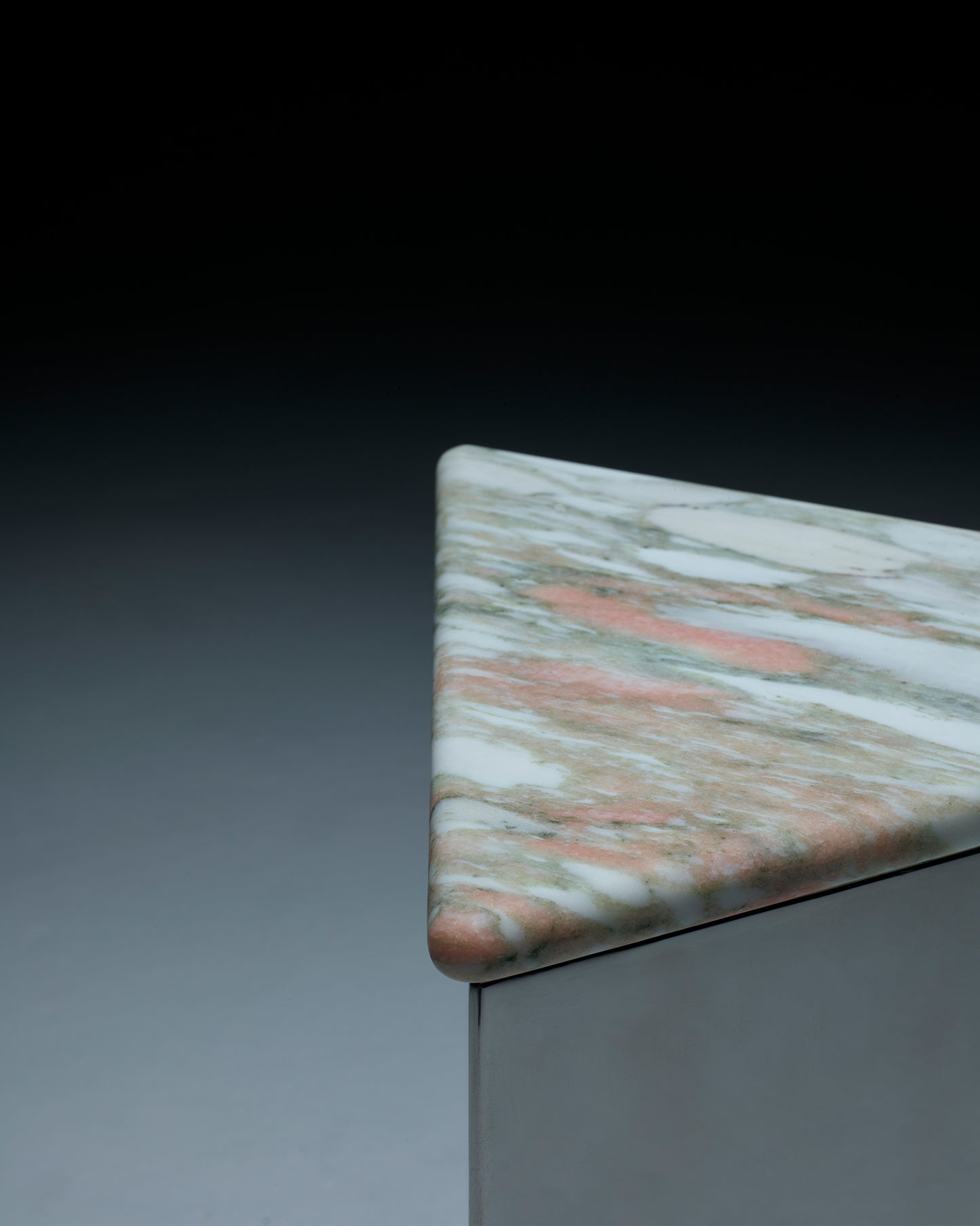 Small Prism table with Norweigan Rose marble top