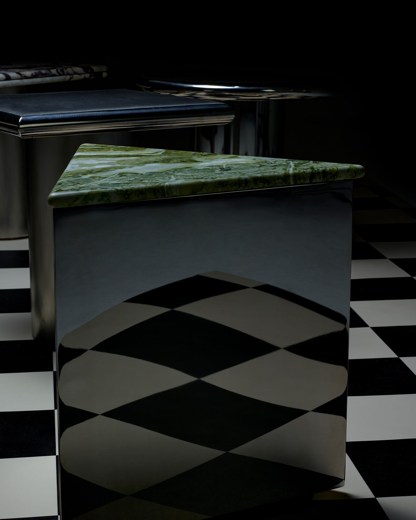 Large Prism Table with bespoke marble top 