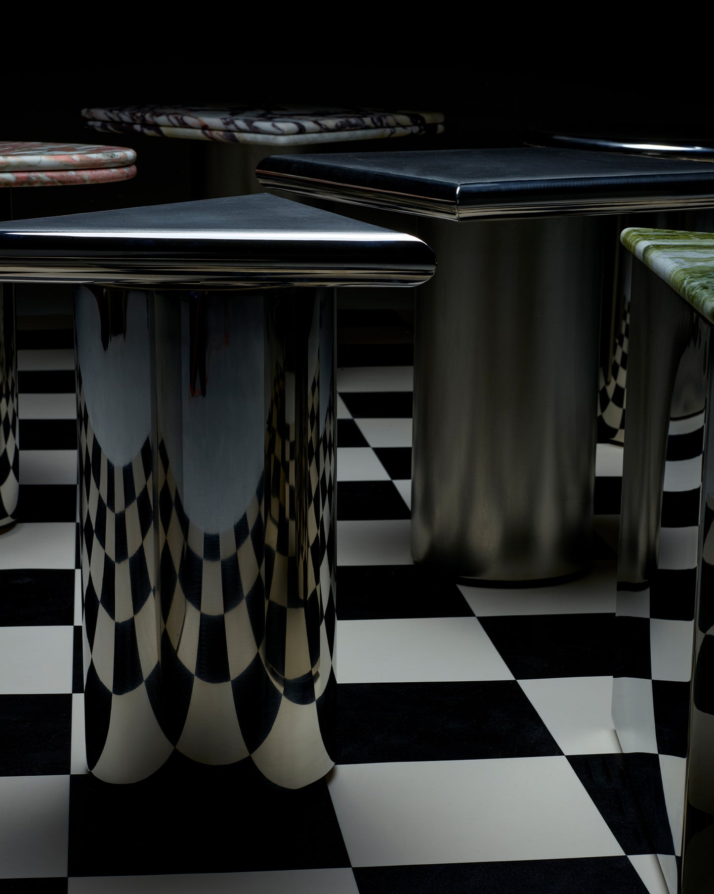 Daydream Shape Table : Triangle with Stainless Steel top