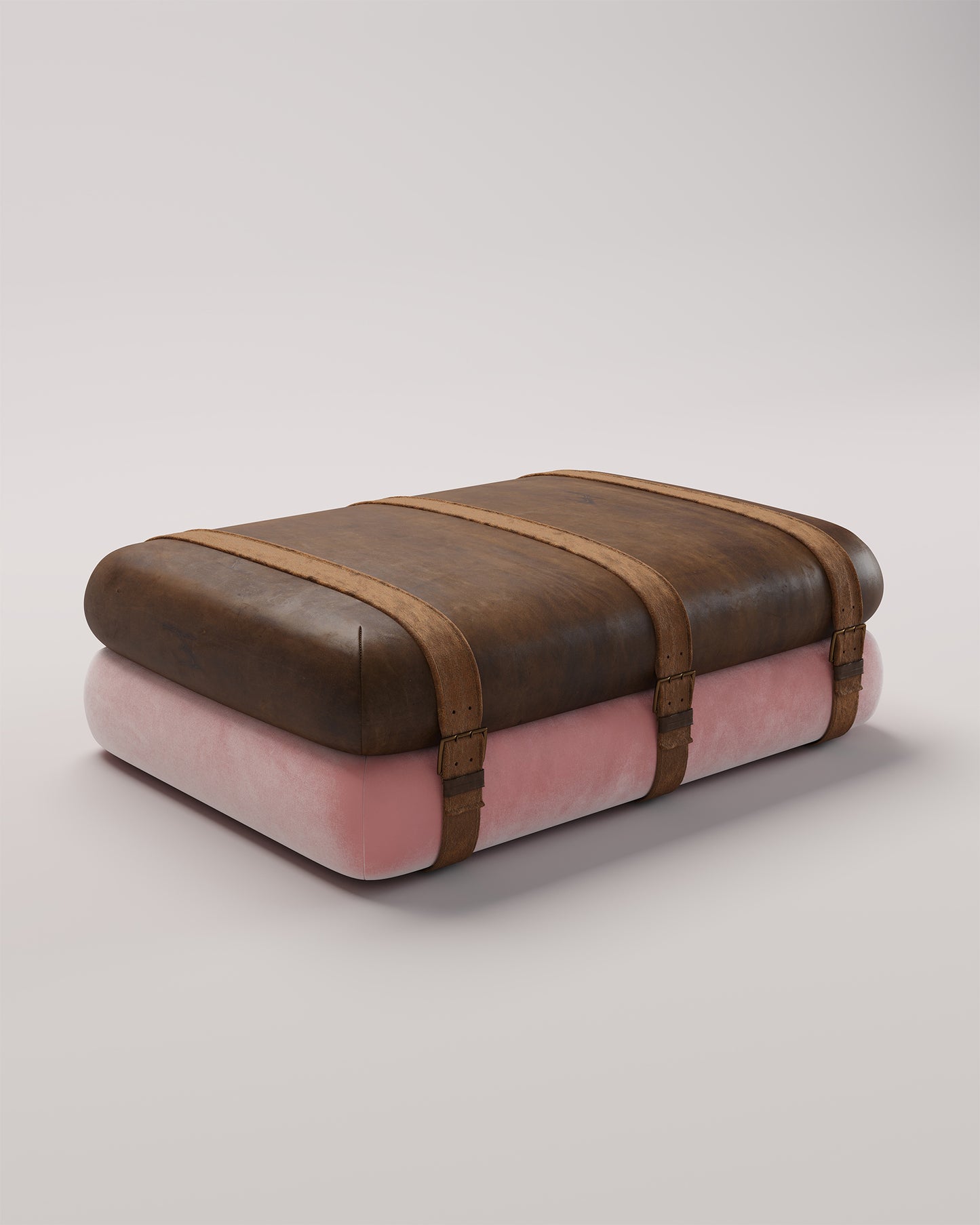 Studio Ottoman in BS Pink Velvet - with straps