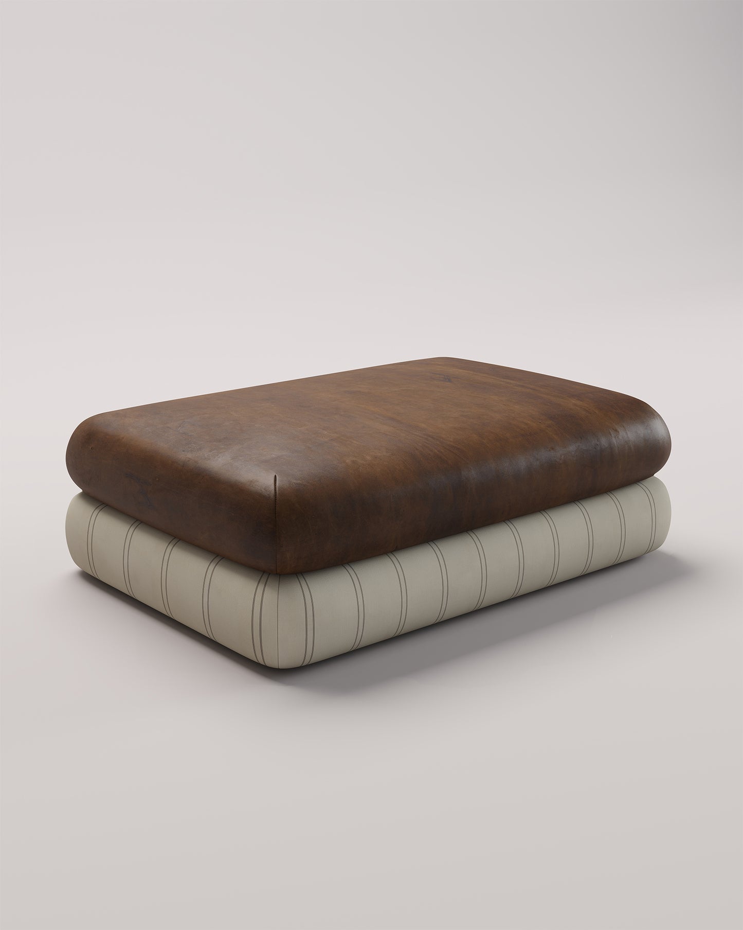 Studio Ottoman in Earth Pencil Stripe - without straps