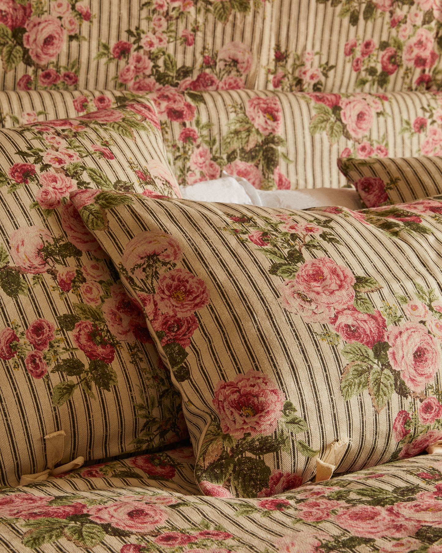 Cushion in Ticking Rose™
