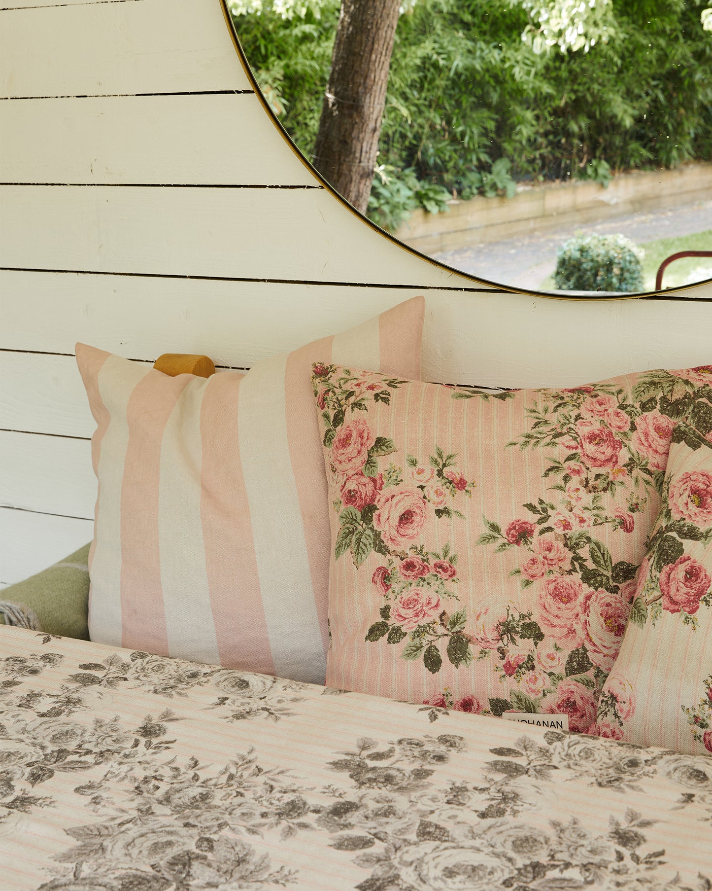 Cushion in REVERSE Ticking Rose™