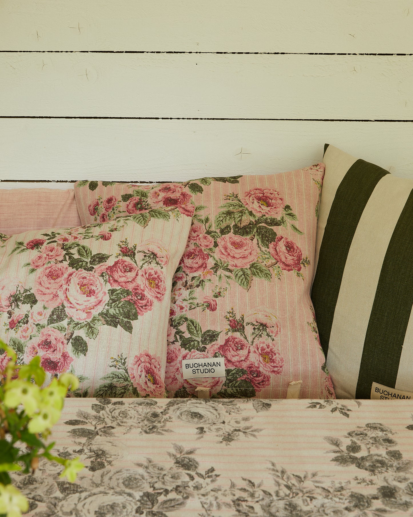 Cushion in REVERSE Ticking Rose™