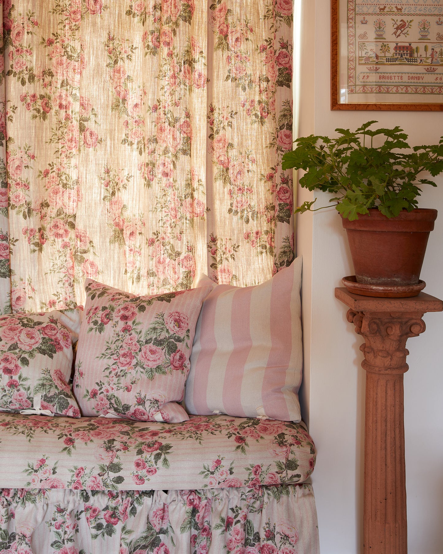 Cushion in REVERSE Ticking Rose™