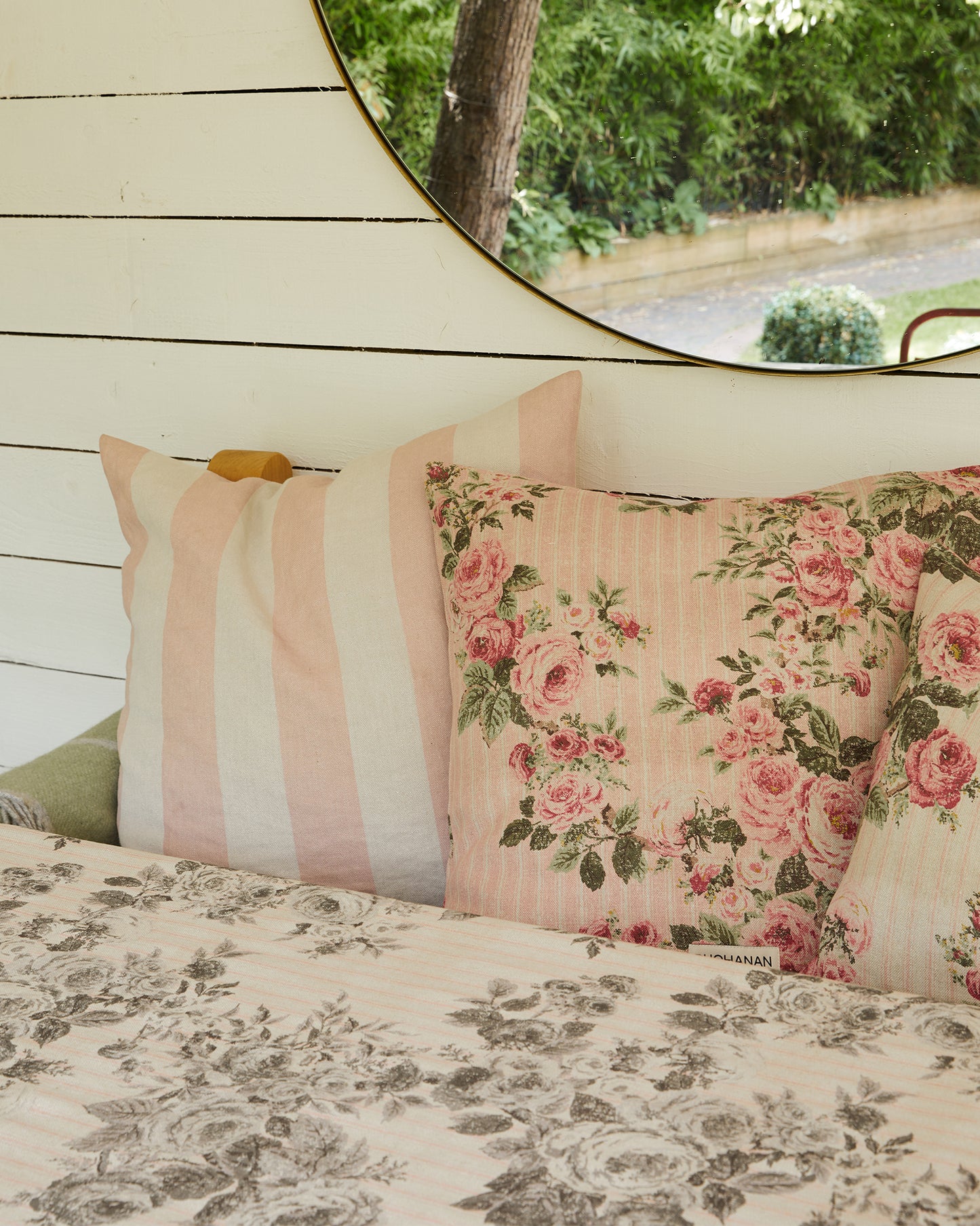 Cushion in REVERSE Ticking Rose™