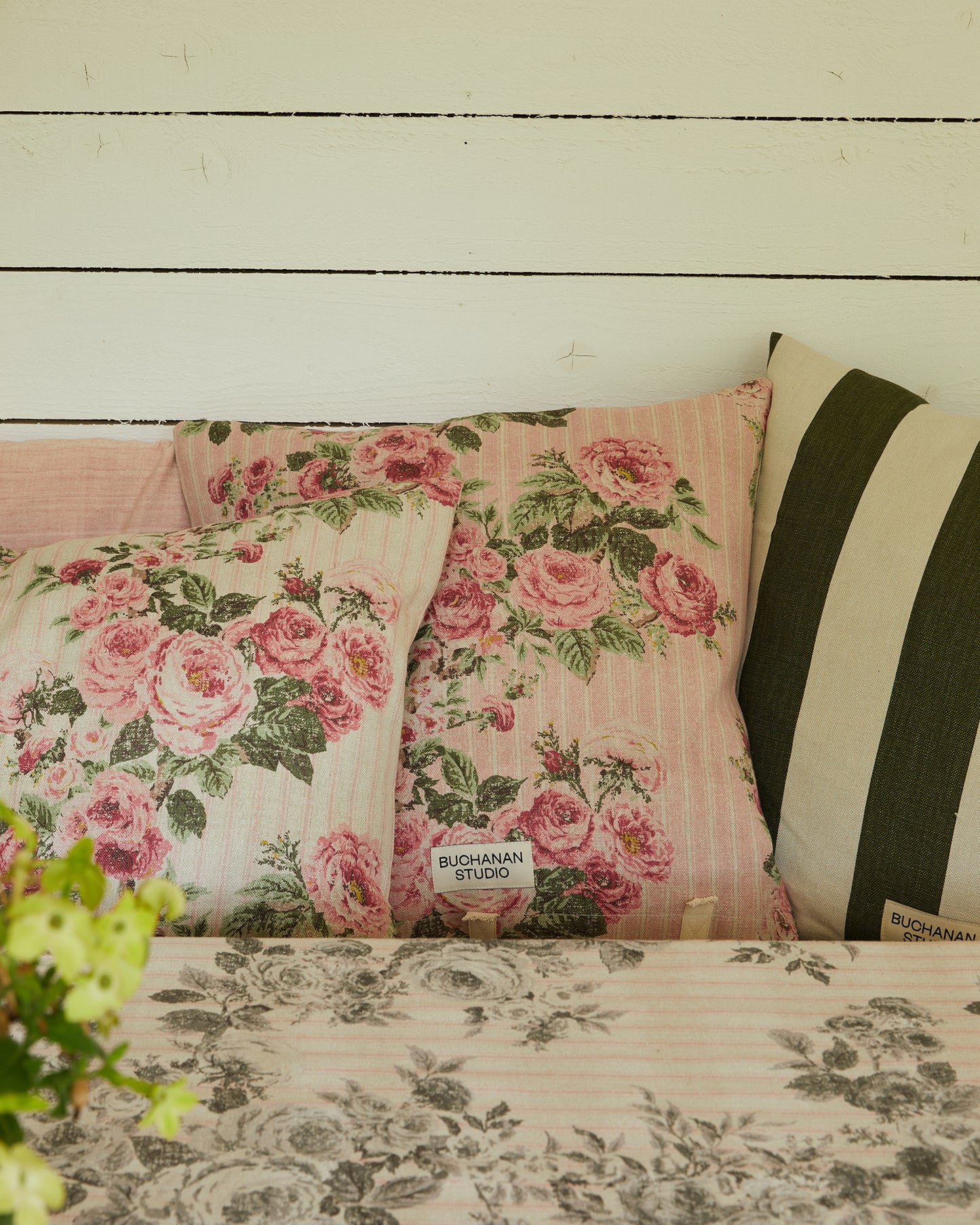 Cushion in REVERSE Ticking Rose™