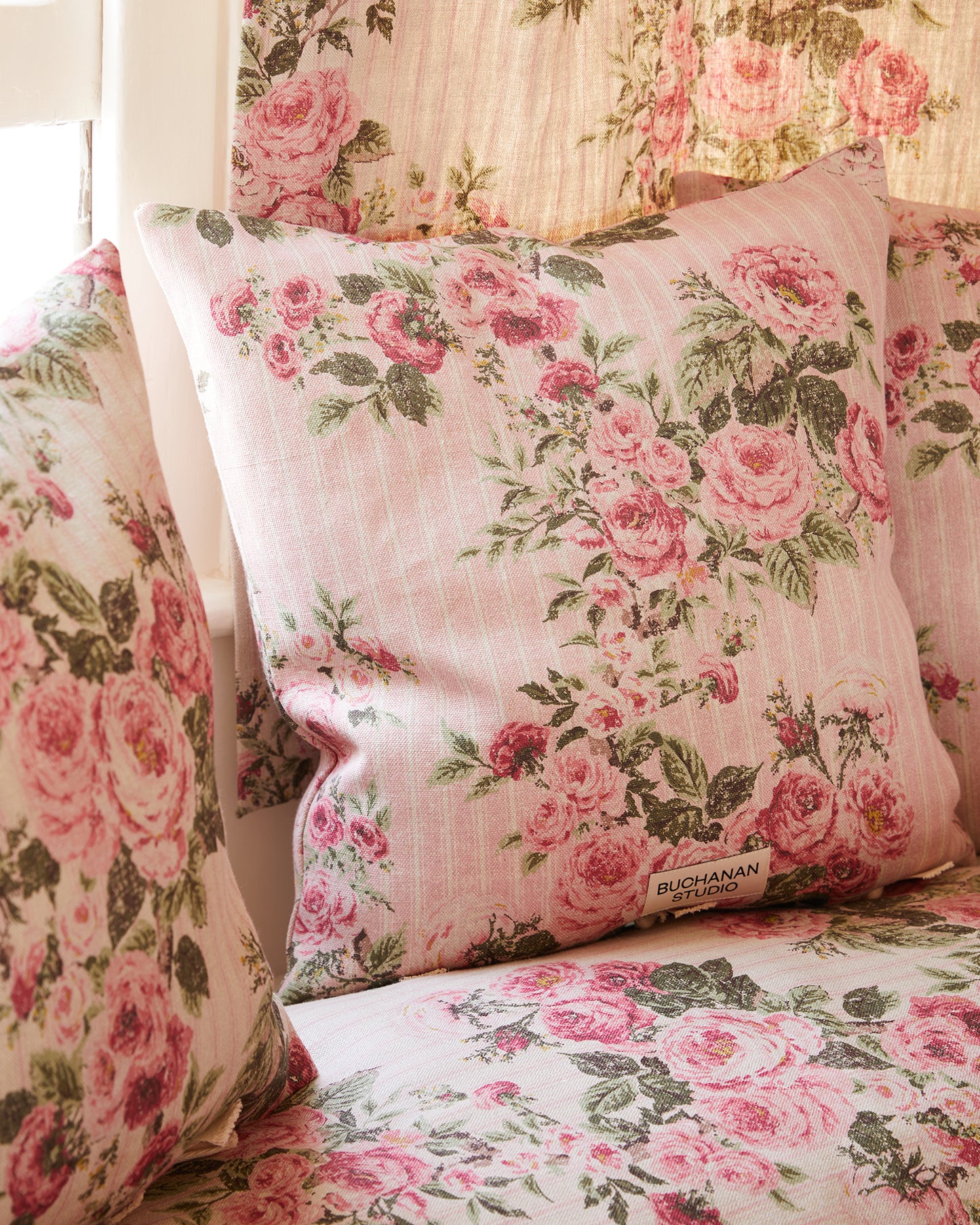 Cushion in REVERSE Ticking Rose™