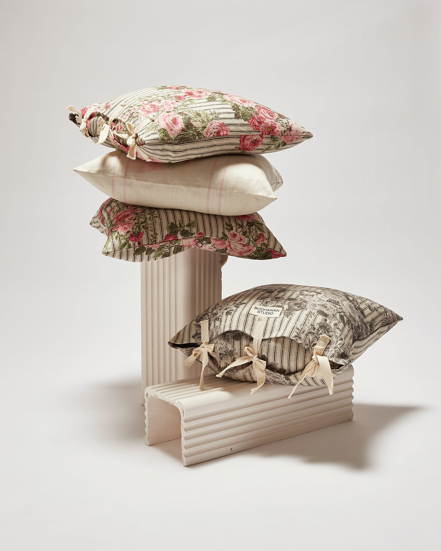 Cushion in Ticking Rose™