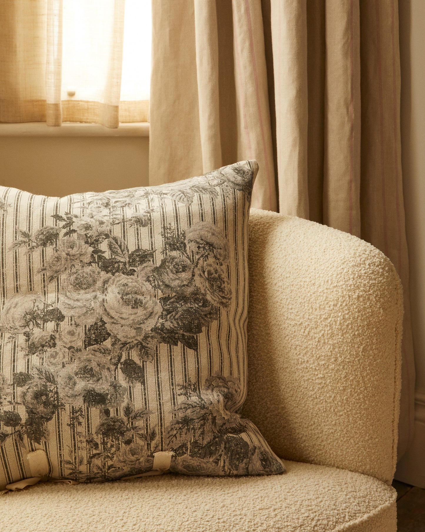 Cushion in Ticking Rose™