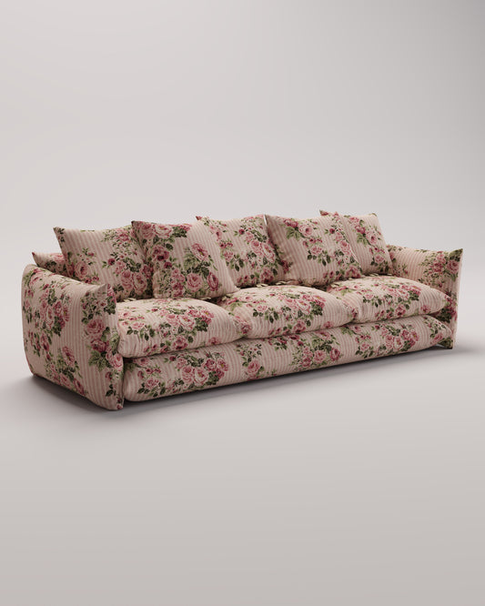 Studio Sofa in Reverse Ticking Rose